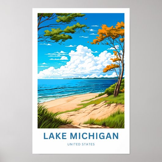 Lake Michigan Verenigde Staten Reisprint Poster (Voorkant)