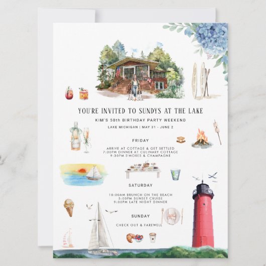 Lake Michigan | Verjaardag Weekend Kaart (Voorkant)