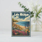 Lake Michigan Vintage Reizen Briefkaart (Staand voorkant)