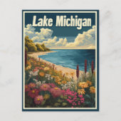 Lake Michigan Vintage Reizen Briefkaart (Voorkant)