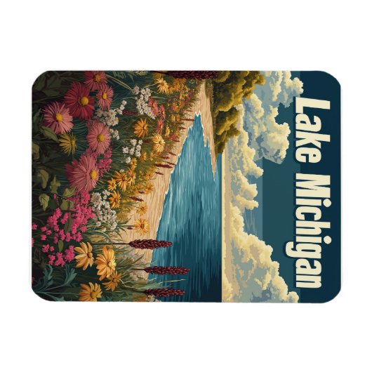 Lake Michigan Vintage Reizen Magneet (Horizontaal)