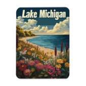 Lake Michigan Vintage Reizen Magneet (Verticaal)