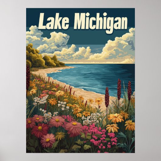 Lake Michigan Vintage Reizen Poster (Voorkant)