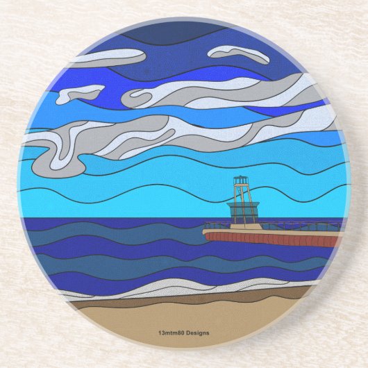 Lake Michigan - Zandsteen Coaster Onderzetter (Voorkant)