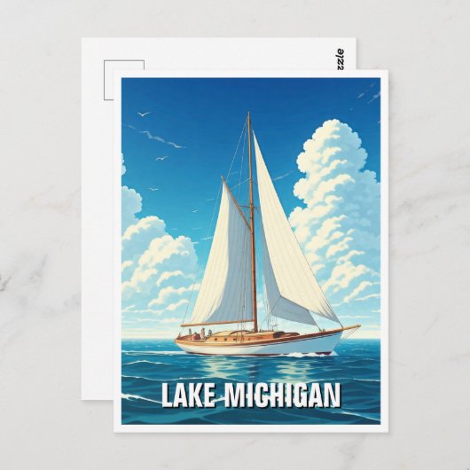 Lake Michigan zeilboot Briefkaart (Voorkant / Achterkant)