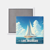 Lake Michigan zeilboot Magneet (Voorkant / Achterkant)