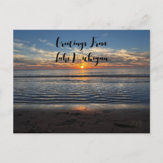 Lake Michigan Zonsondergang Groet Ansichtkaart Briefkaart