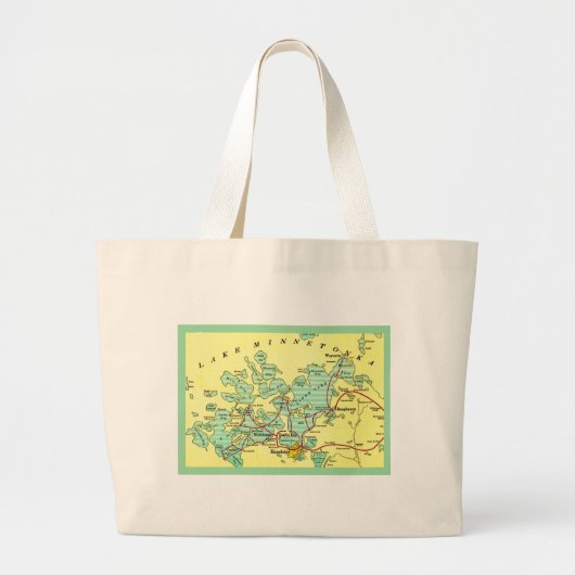 Lake Minnetonka Kaart Grote Tote Bag (Voorkant)