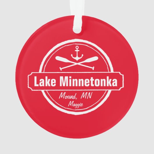 Lake Minnetonka Minnesota ankerplaats en naam Ornament (achterkant)