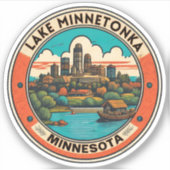 Lake Minnetonka, Minnesota vissen en varen Sticker (Voorkant)