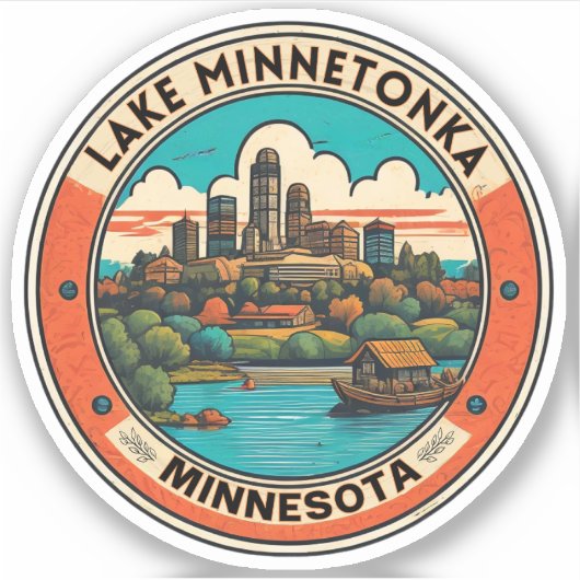 Lake Minnetonka, Minnesota vissen en varen Sticker (Voorkant)