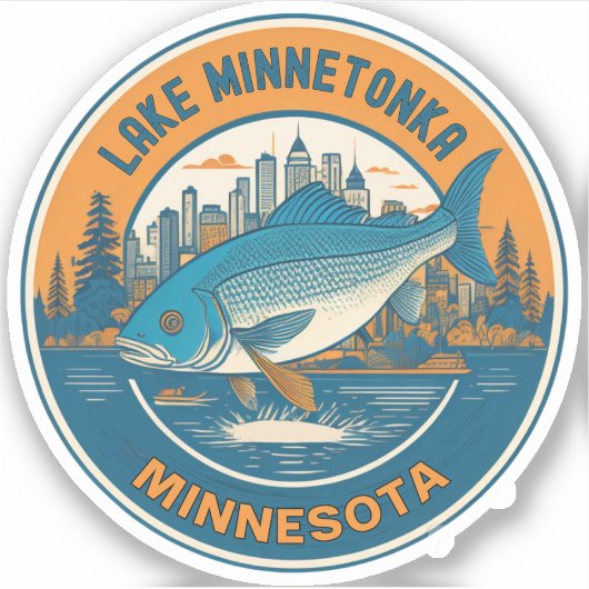 Lake Minnetonka, Minnesota vissen en varen Sticker (Voorkant)
