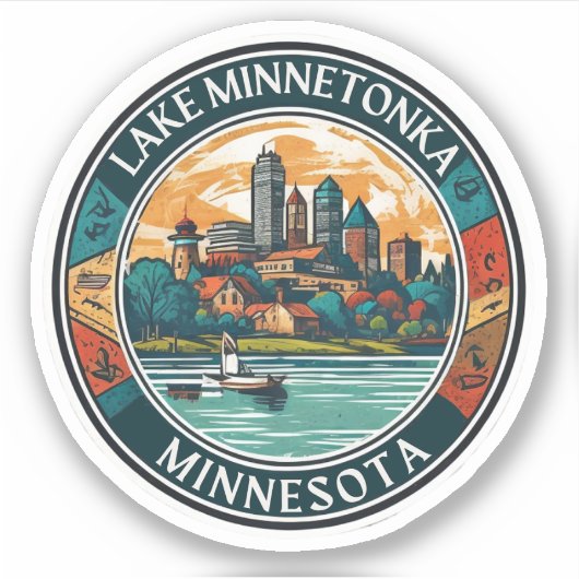 Lake Minnetonka, Minnesota vissen en varen Sticker (Voorkant)