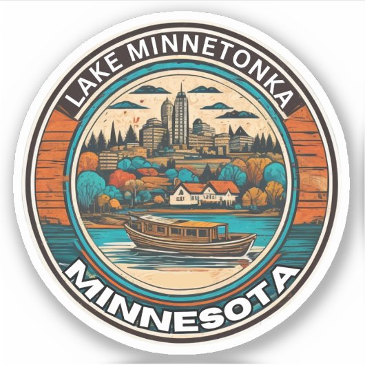 Lake Minnetonka, Minnesota vissen en varen Sticker (Voorkant)
