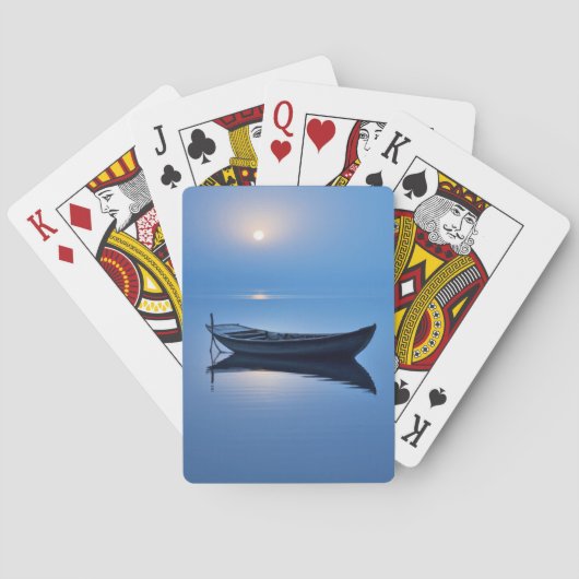 Lake Mist Maan Licht Rustig Vreedzaam Pokerkaarten (Achterkant)