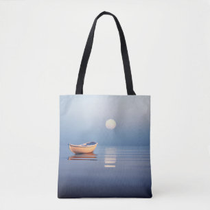 Lake Mist Maan Licht Rustig Vreedzaam Tote Bag