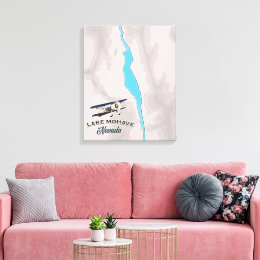 Lake Mohave Nevada Kaart Canvas Afdruk (Insitu (Woonkamer))