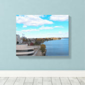 Lake Monona en Downtown Madison Canvas Afdruk (Insitu (Houten vloer))
