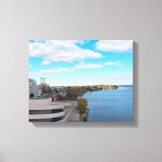 Lake Monona en Downtown Madison Canvas Afdruk (Voorkant)