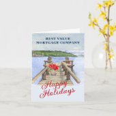 Lake Mountain Dock Business Budget Vakantie Kaart (Gele Bloem)