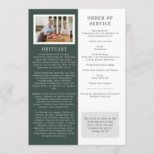 Lake Mountain Photo 2-Page Funeral Programme Programmakaart (Achterkant)