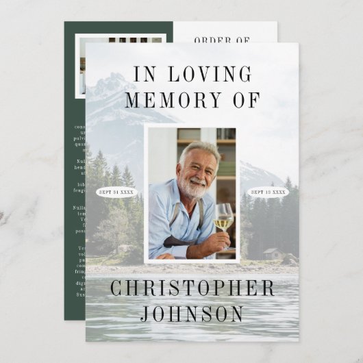 Lake Mountain Photo 2-Page Funeral Programme Programmakaart (Voorkant / Achterkant)