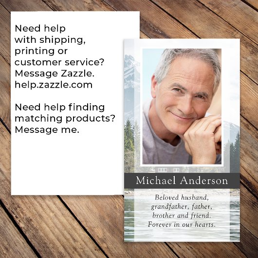 Lake Mountains Memorial Begrafenis Gebed Kaart