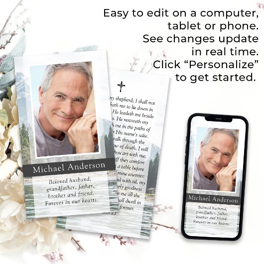 Lake Mountains Memorial Begrafenis Gebed Kaart
