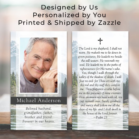 Lake Mountains Memorial Begrafenis Gebed Kaart