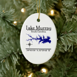 Lake Murray South Carolina Coördinaten Ovaal Ontwe Keramisch Ornament