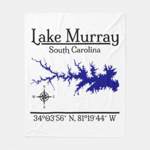 Lake Murray South Carolina Kaart Coördinaten Kunst Fleece Deken