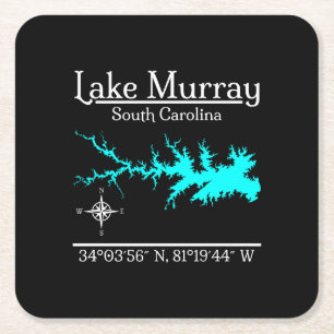 Lake Murray South Carolina Kaart Coördinaten Kunst Kartonnen Onderzetters