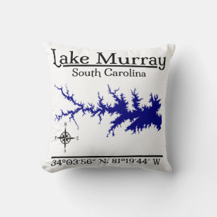 Lake Murray South Carolina Kaart Coördinaten Kunst Kussen