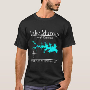 Lake Murray South Carolina Kaart Coördinaten Kunst T-shirt