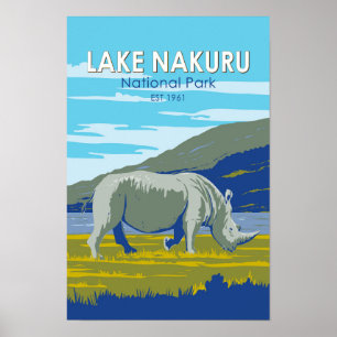Lake Nakuru Nationaal Park Witte Neushoorn Reis Poster