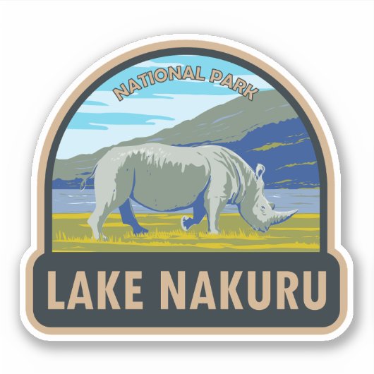 Lake Nakuru Nationaal Park Witte neushoorn Reizen Sticker (Voorkant)