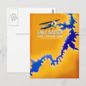 Lake Nasser Egypt en Sudan Map Briefkaart (Voorkant / Achterkant)