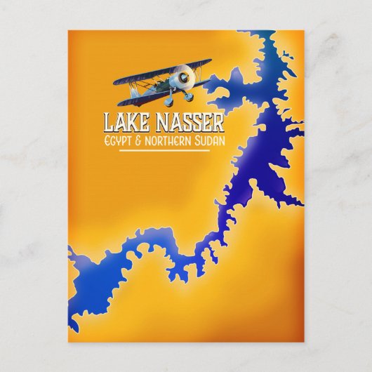 Lake Nasser Egypt en Sudan Map Briefkaart (Voorkant)