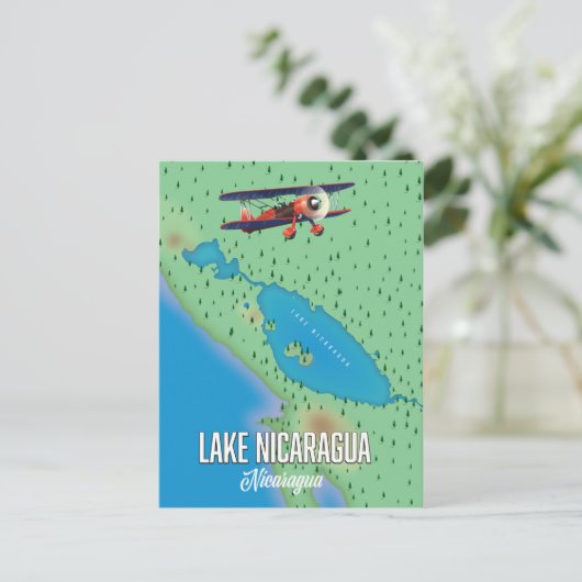 Lake Nicaragua, Nicaragua-kaart Briefkaart (Staand voorkant)