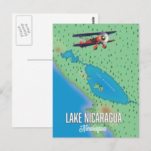Lake Nicaragua, Nicaragua-kaart Briefkaart (Voorkant / Achterkant)