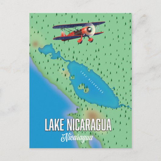Lake Nicaragua, Nicaragua-kaart Briefkaart (Voorkant)