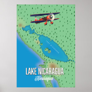 Lake Nicaragua, Nicaragua-kaart Poster
