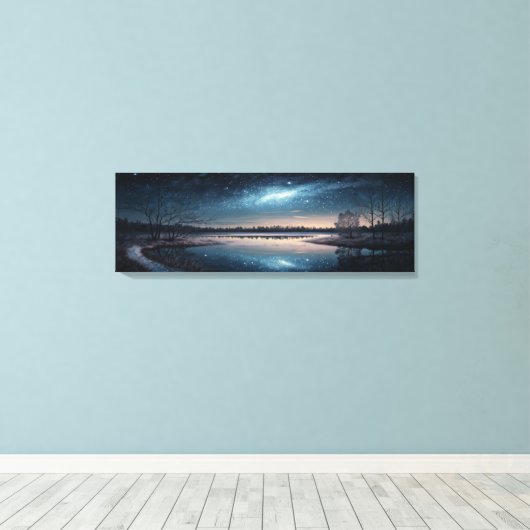 Lake Night Sterrenhemel Landschap Canvas Afdruk (Insitu (Houten vloer))