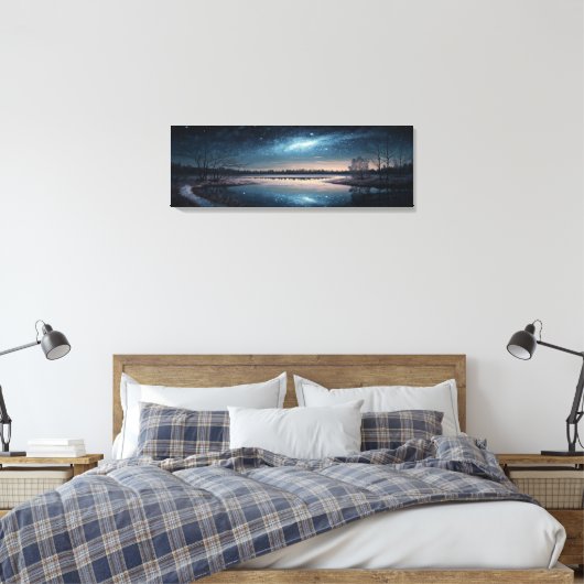 Lake Night Sterrenhemel Landschap Canvas Afdruk (Insitu (Slaapkamer))