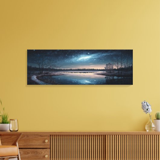 Lake Night Sterrenhemel Landschap Canvas Afdruk (Insitu (Woonkamer))