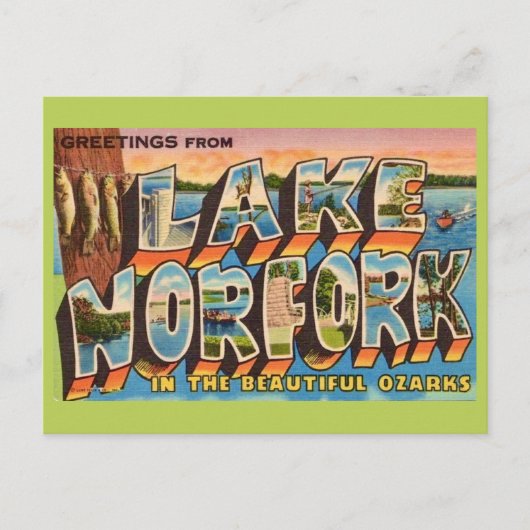 Lake Norfork Retro Ansichtkaart  Briefkaart (Voorkant)
