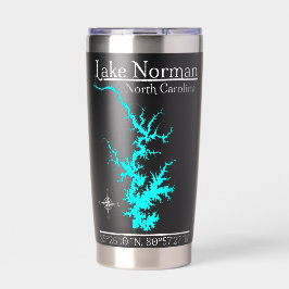Lake Norman North Carolina Kaart Coördinaten Geïsoleerde Drinkbeker