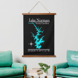 Lake Norman North Carolina Kaart Coördinaten Hangend Wandkleed