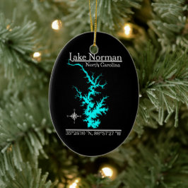 Lake Norman North Carolina Kaart Coördinaten Keramisch Ornament