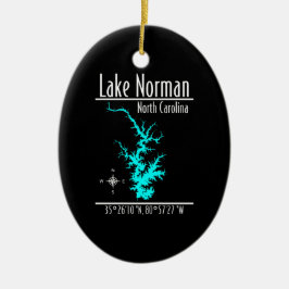 Lake Norman North Carolina Kaart Coördinaten Keramisch Ornament